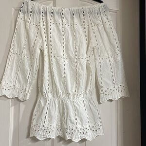 Rachel Rose White Eyelet Top Size Small
